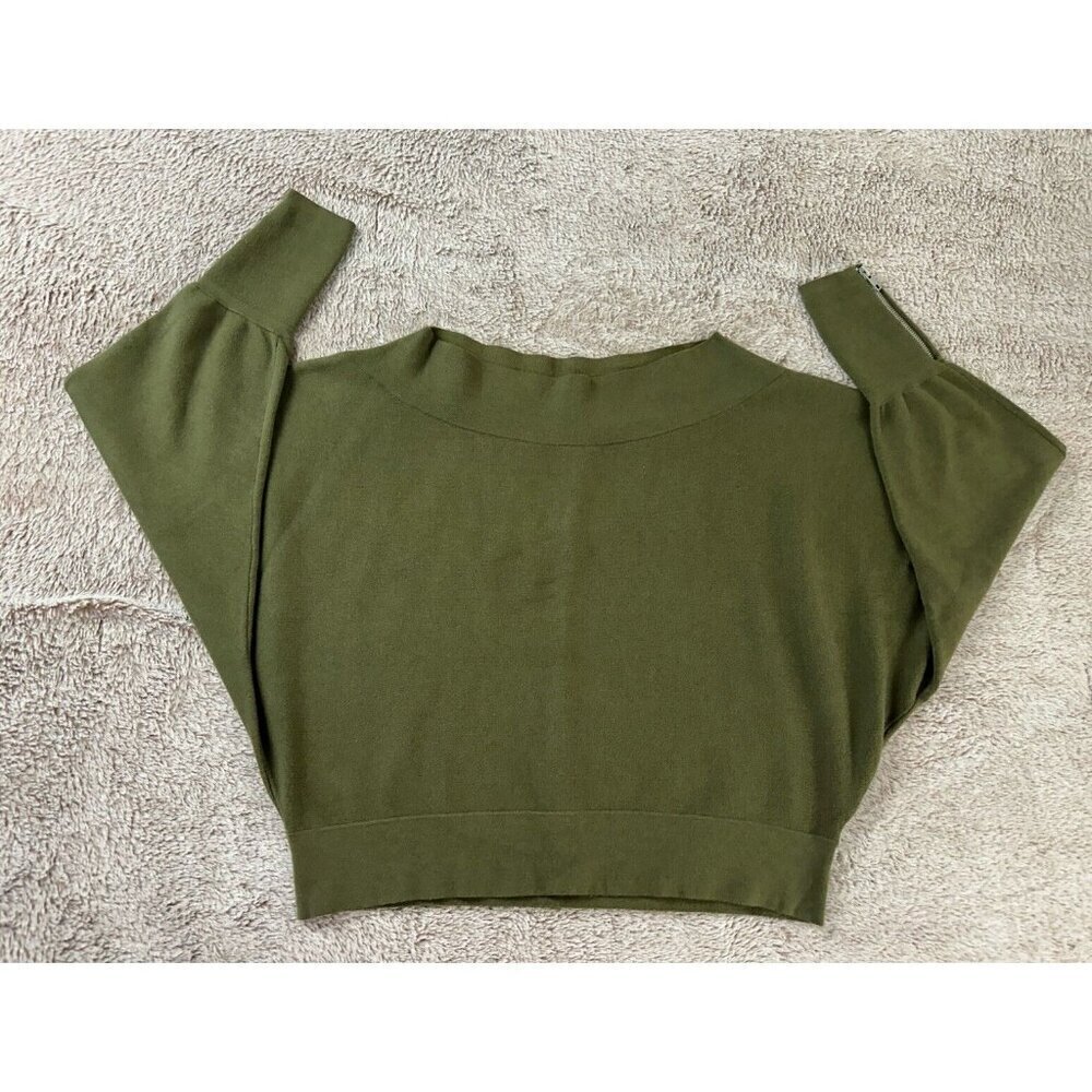 Free People  Hide and Seek Off Shoulder Pullover Sweater Size Small Green - Picture 2 of 10